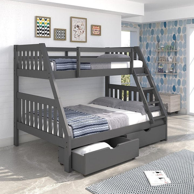 Chelsea Home Furniture Twin Over Full Mission Bunk Bed with Under Bed Drawers