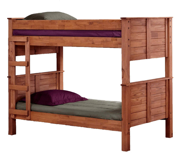 Chelsea Home Furniture Twin Over Twin Post Bunk Bed Mahogany Stain
