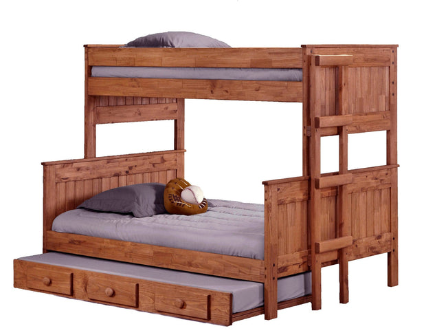 Chelsea Home Furniture Twin Over Full Stackable Bunk Bed with Trundle Mahogany Stain