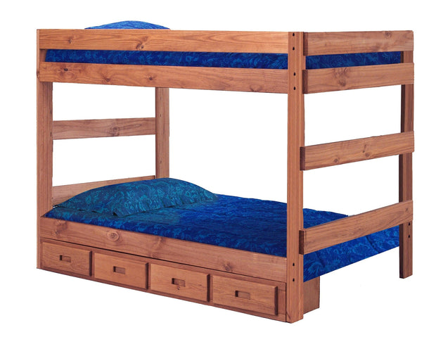 Chelsea Home Furniture Full Over Full One Piece Bunk Bed with Storage Mahogany Stain