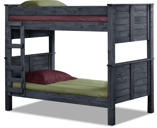 Chelsea Home Furniture Twin Over Twin Post Bunk Bed Walnut Stain